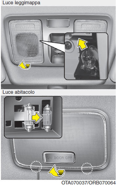 Sostituzione lampadine delle luci targa